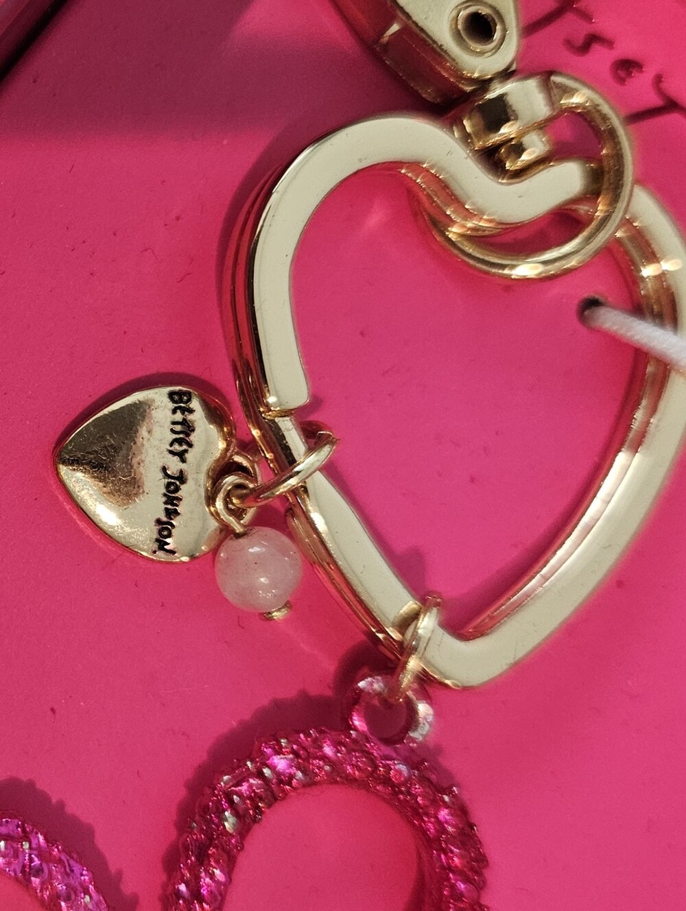 NWT Betsey Johnson Pink Rhinestone Flower Purse Charm / Bag Charm / Keychain - Picture 4 of 8